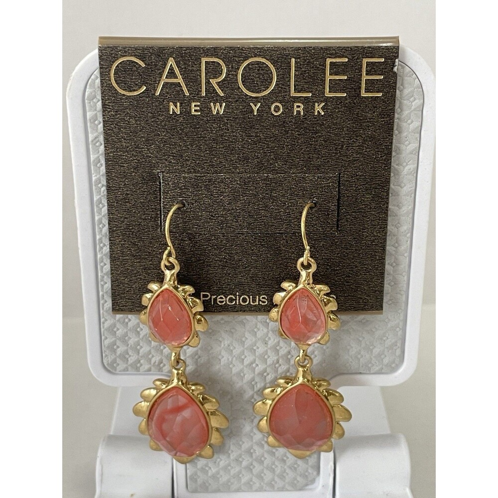 NWT Carolee Lux  orange  Gold Tone teardrop earrings New